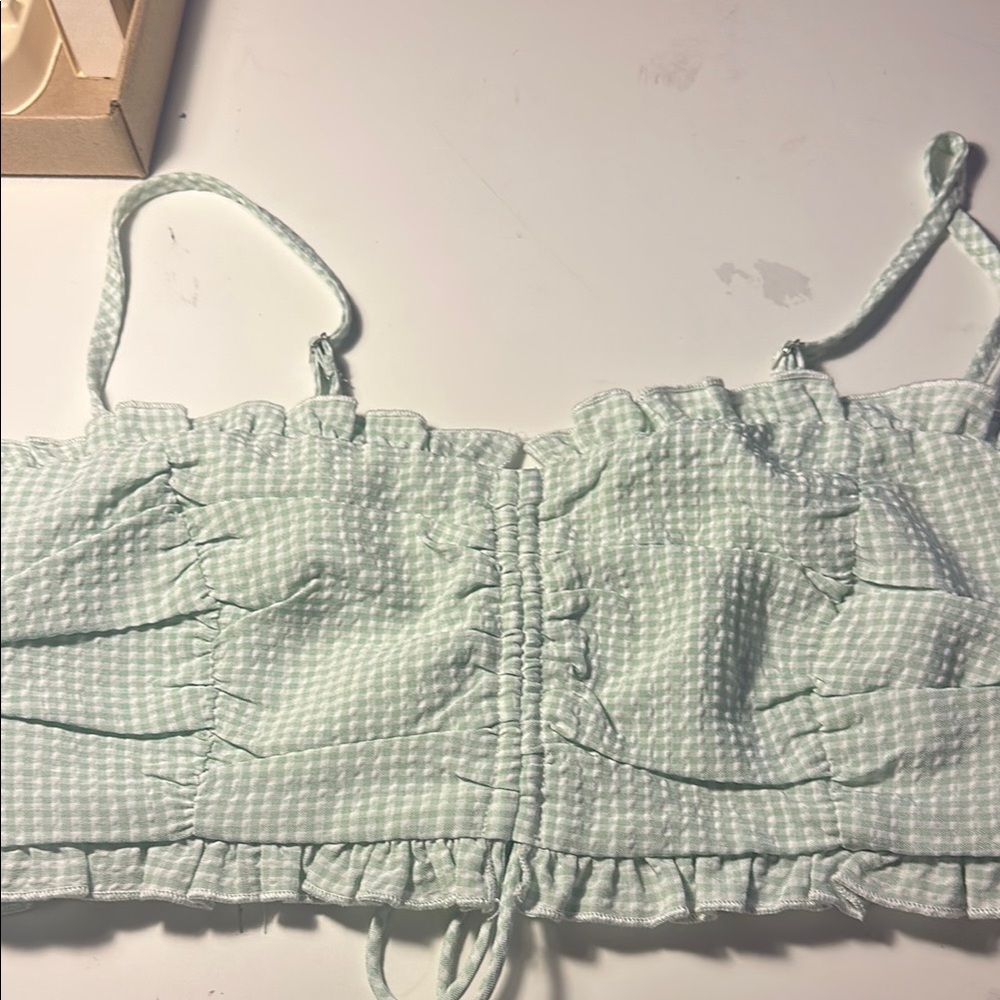 Mint Green Gingham Crop Top
